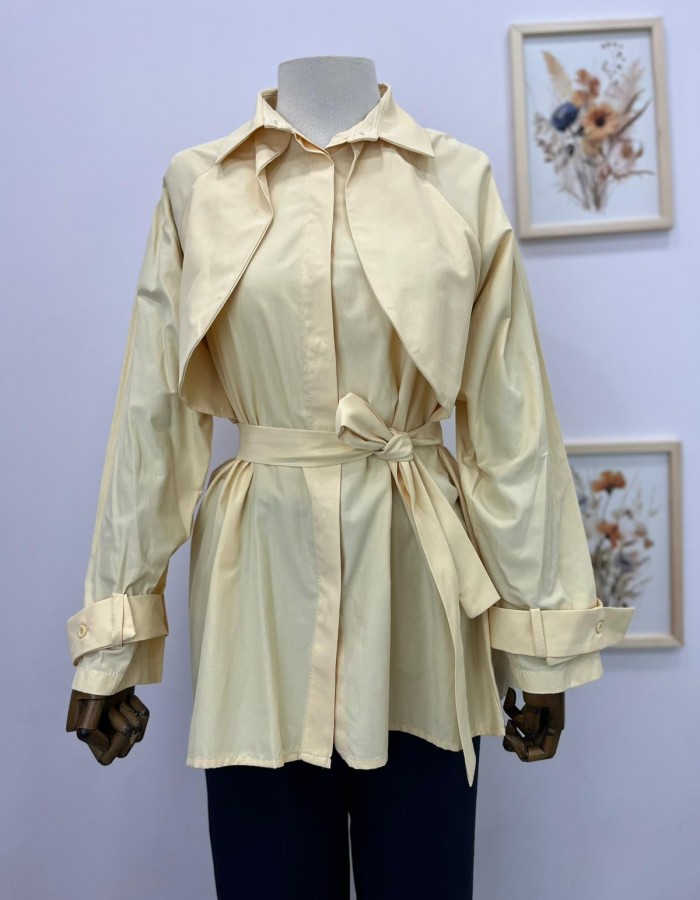 FIRFIR DETAYLI SARI GÖMLEK TUNİK