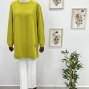 Büyük Beden Salaş Tunik Lime Sarısı