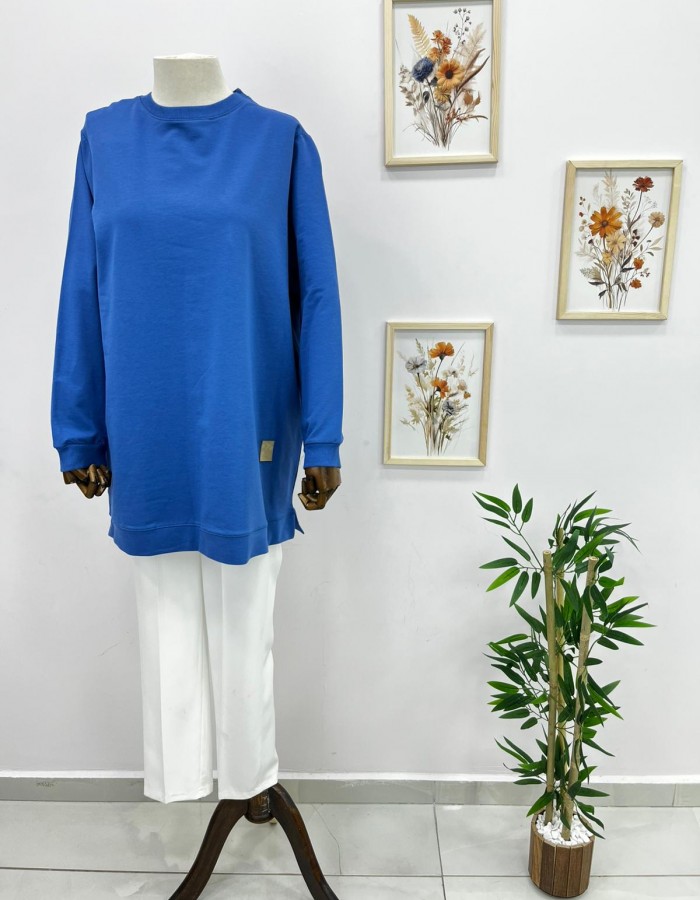 Büyük Beden Salaş Tunik Mavi