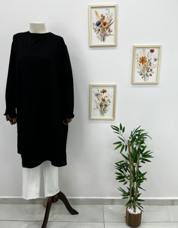 Büyük Beden Salaş Tunik Siyah