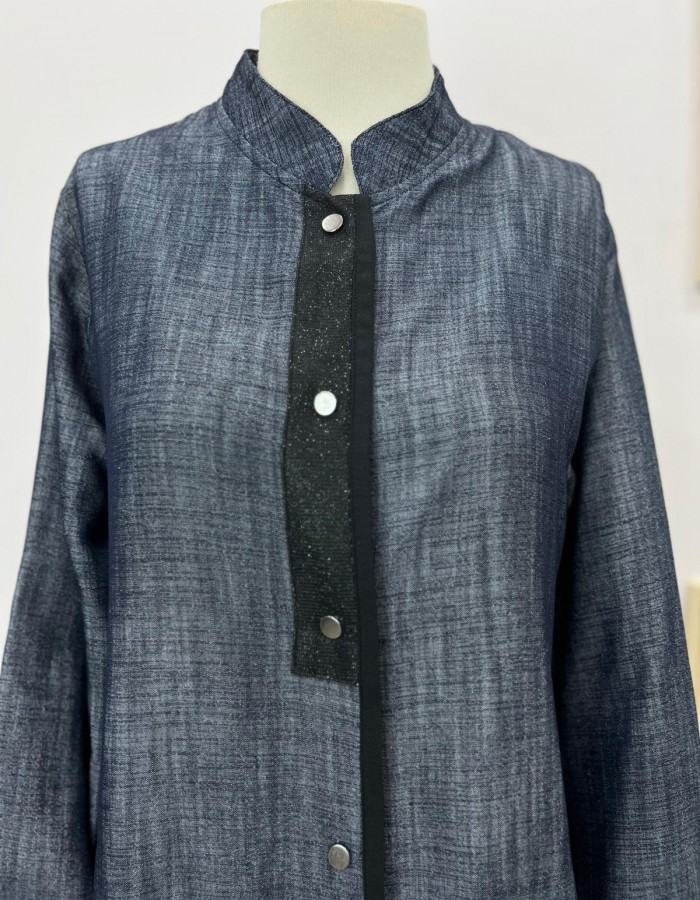 Büyük Beden Çıtçıtçlı Kap Lacivert