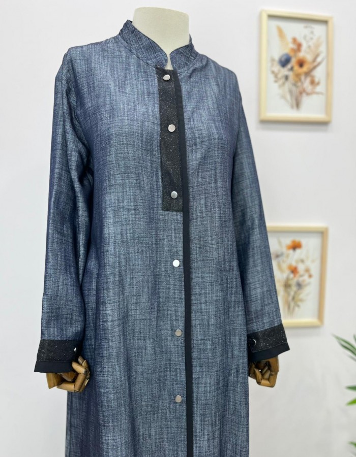 Büyük Beden Çıtçıtçlı Kap Lacivert