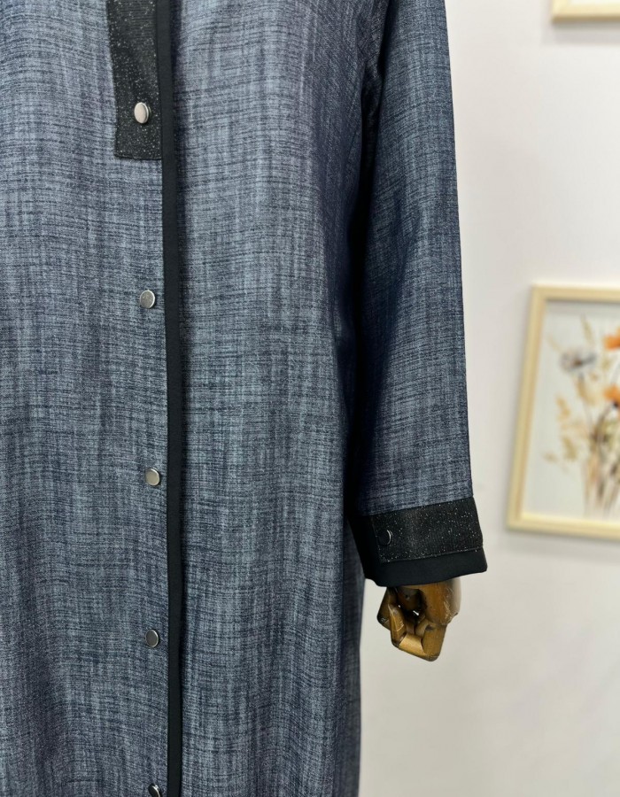 Büyük Beden Çıtçıtçlı Kap Lacivert