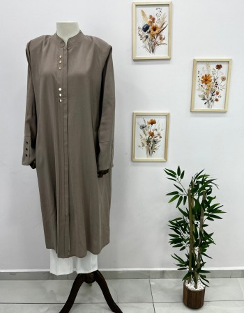 Fermuarlı Cepli Vatkalı Büyük Beden Kap Açık Kahve