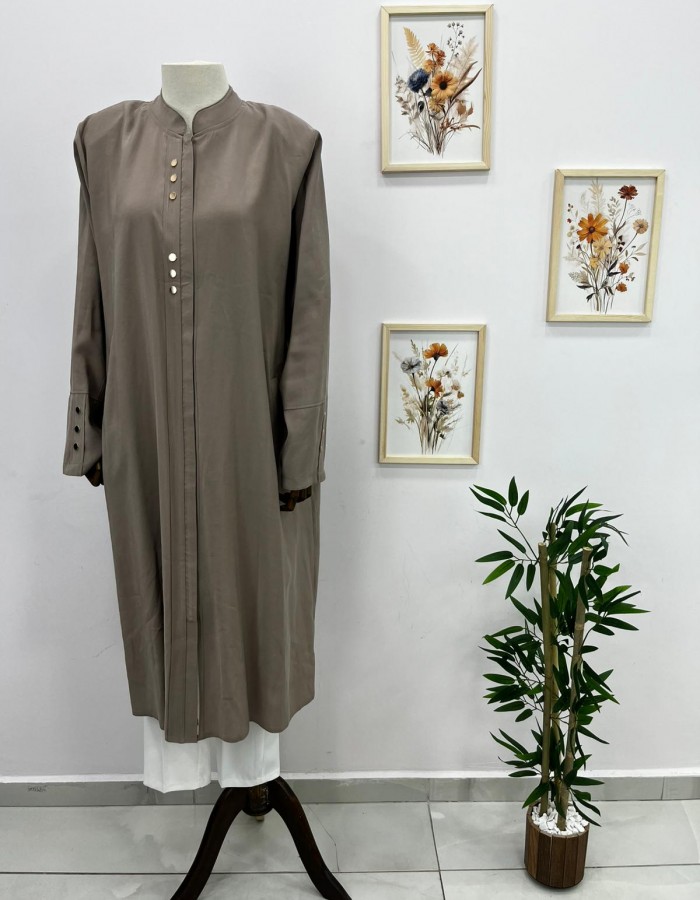 Fermuarlı Cepli Vatkalı Büyük Beden Kap Açık Kahve