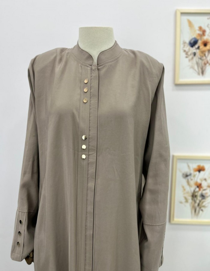 Fermuarlı Cepli Vatkalı Büyük Beden Kap Açık Kahve