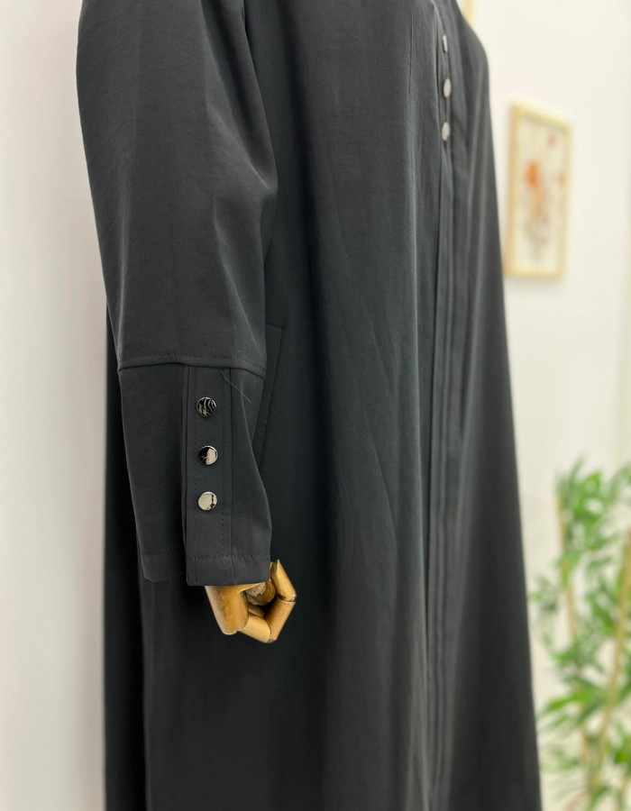 Fermuarlı Cepli Vatkalı Büyük Beden Kap Siyah