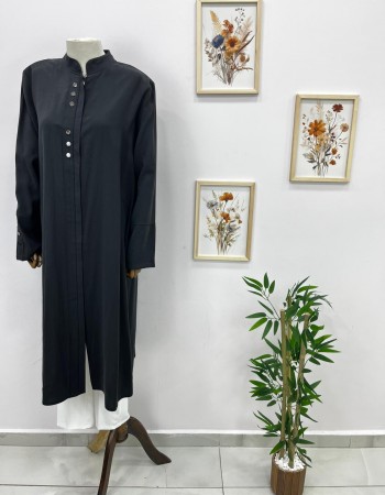 Fermuarlı Cepli Vatkalı Büyük Beden Kap Siyah