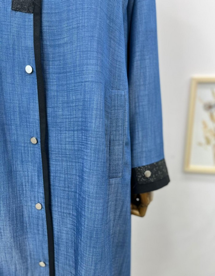 Büyük Beden Çıtçıtçlı Kap Mavi