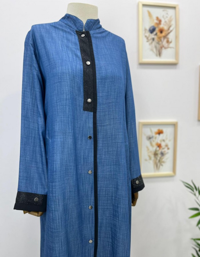 Büyük Beden Çıtçıtçlı Kap Mavi