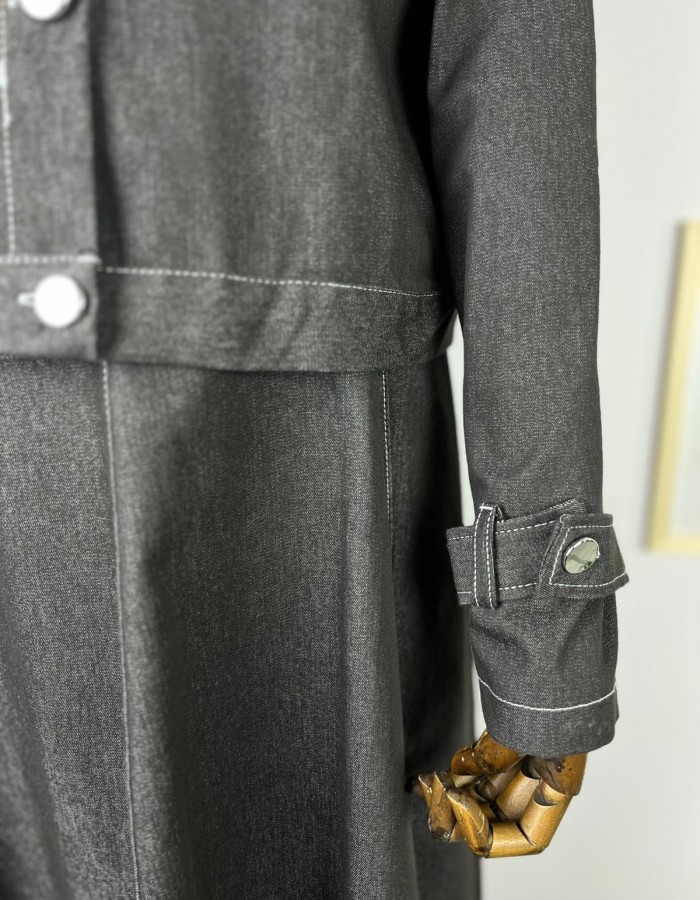 Antrasit Elbise Ceket Denim İkili Takım