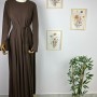 Belden Oturtma Detaylı Kahverengi Elbise