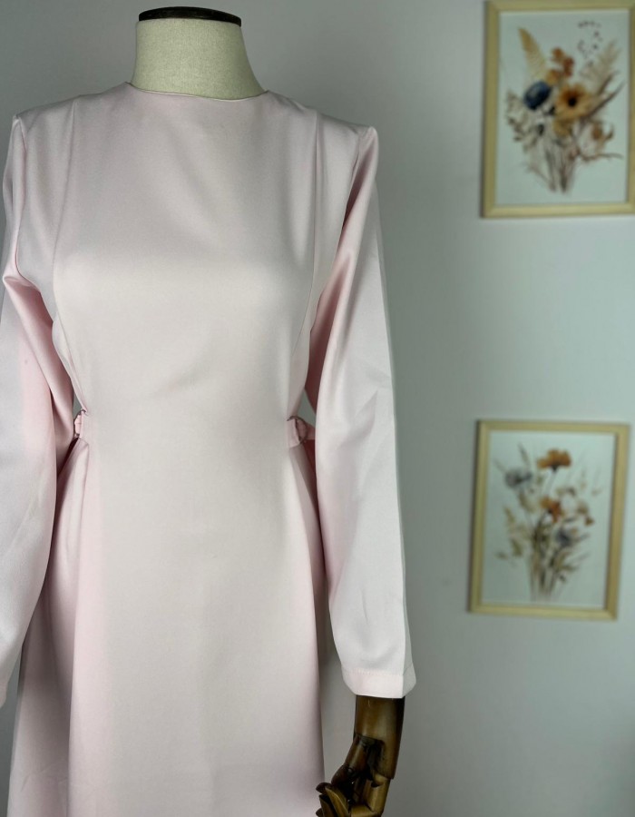 D Toka Detaylı Pudra Elbise