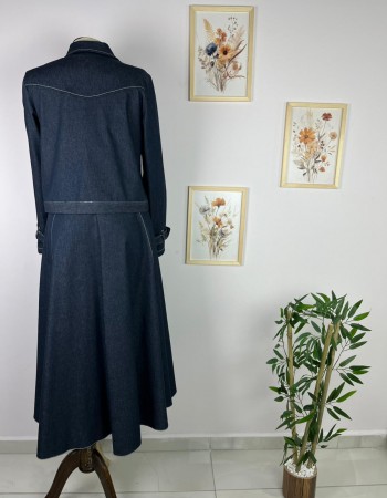 Lacivert Elbise Ceket Denim İkili Takım