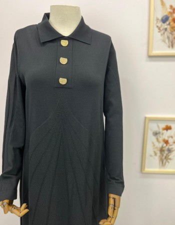 desenli merserize elbise siyah