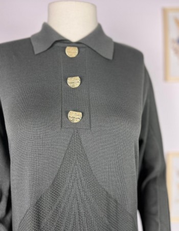 desenli merserize elbise haki