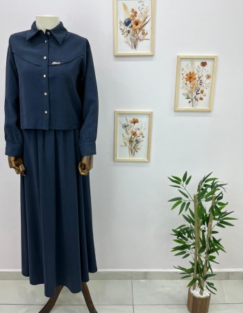 Gömlek Etek İkili Takım Lacivert