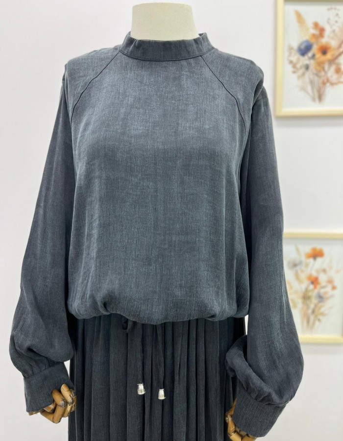 İpek Cupra Kumaş Etek Takım Antrasit