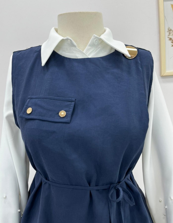 Yelekli Etek Takım Lacivert