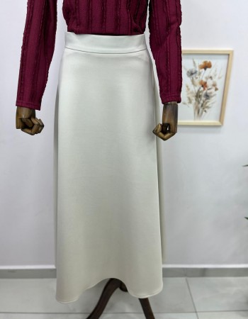 Fermuarlı Krem Etek Scuba