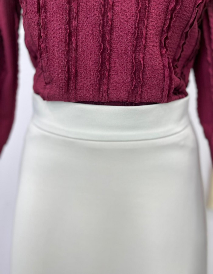 Fermuarlı Krem Etek Scuba