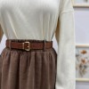 Beli Lastikli Kemerli Etek Kahverengi