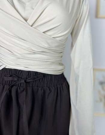 kahverengi beli lastikli etek