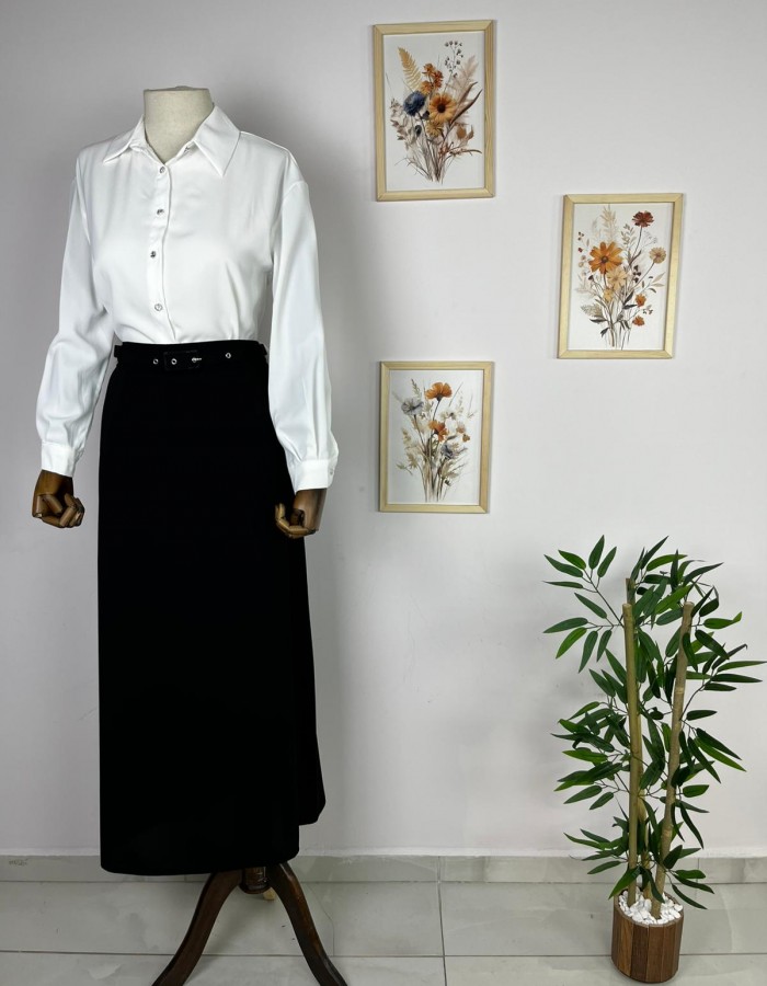 Kemerli Kalem Etek Siyah