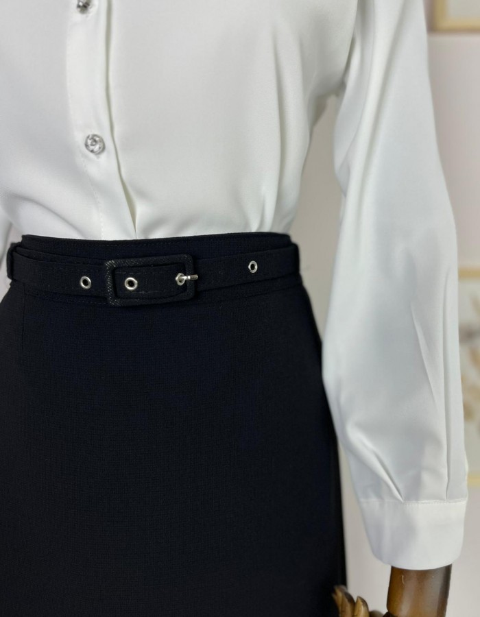 Kemerli Kalem Etek Siyah