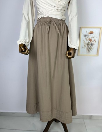 koyu vizon beli lastikli etek