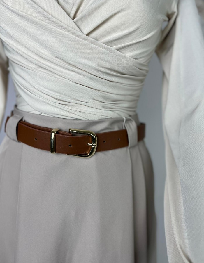 vizon renk kemerli etek