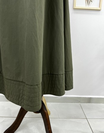 Koyu Yeşil Beli Lastikli Etek