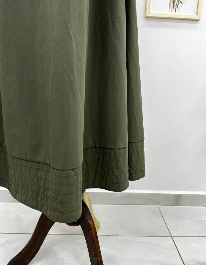 koyu yeşil beli lastikli etek