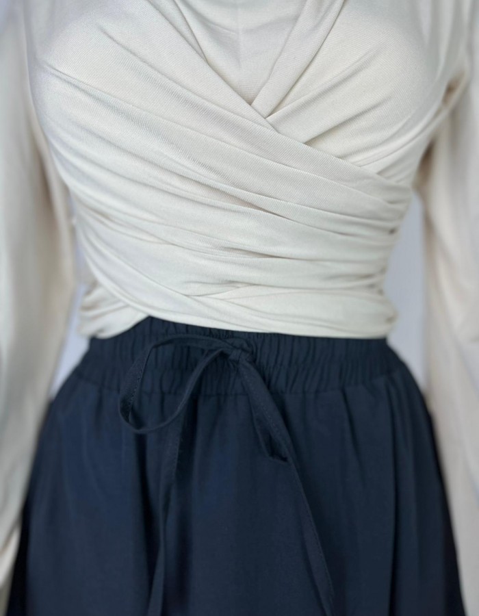 lacivert beli lastikli etek