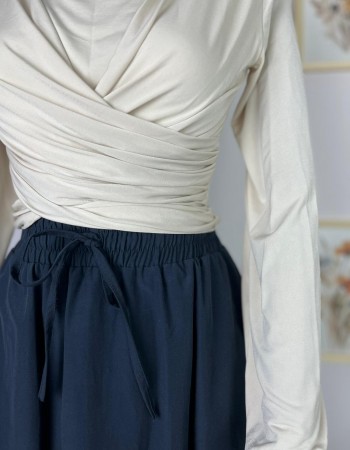 lacivert beli lastikli etek