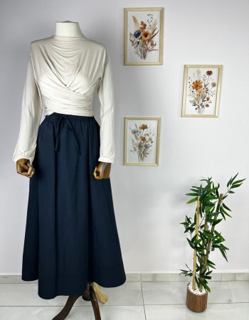 lacivert beli lastikli etek