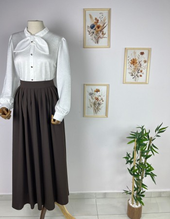 piliseli etek kahverengi