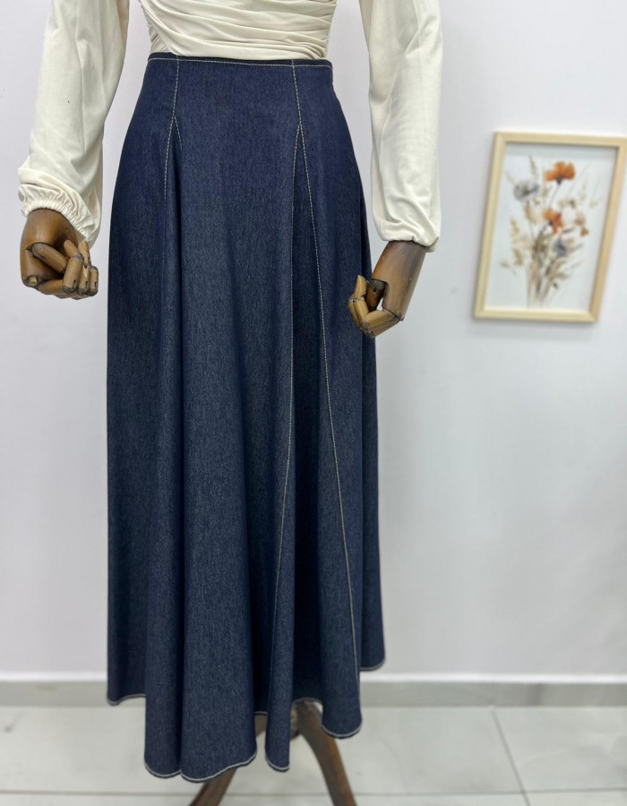 yağmur desenli etek kot