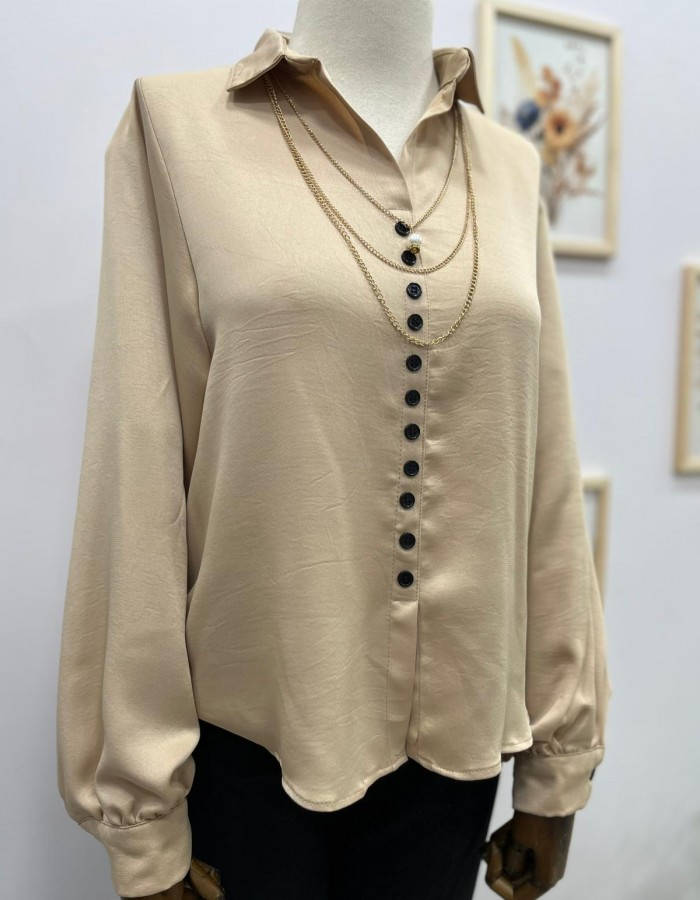 Açık Kahve Kadın Seyyar Kolye Detaylı Gömlek