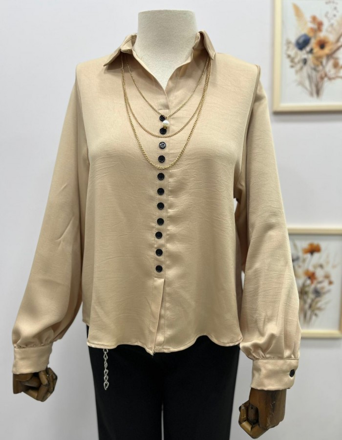 Açık Kahve Kadın Seyyar Kolye Detaylı Gömlek