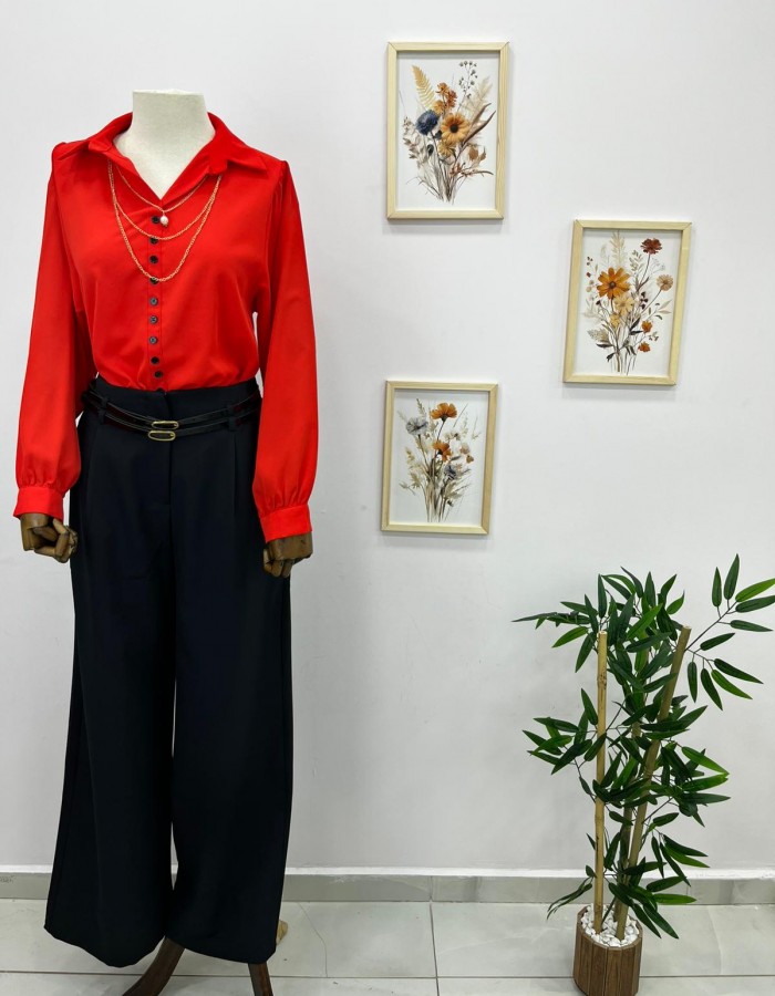 Narçiçeği Kadın Seyyar Kolye Detaylı Gömlek