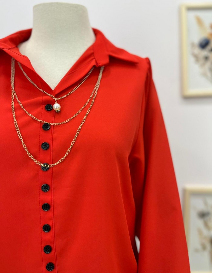 Narçiçeği Kadın Seyyar Kolye Detaylı Gömlek