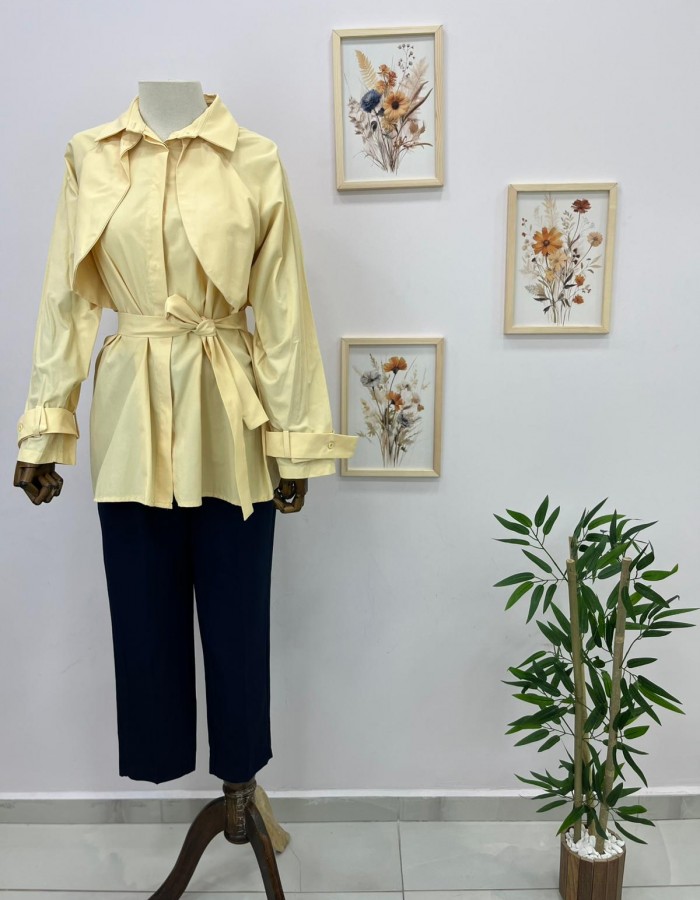 FIRFIR DETAYLI SARI GÖMLEK TUNİK