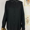 Siyah Düşes Marka Yakası Çift Zincir Detaylı Gömlek