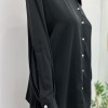 Siyah Önden Düğmeli Kadın Gömlek