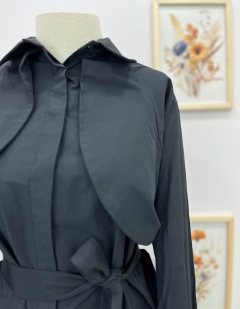 FIRFIR DETAYLI SİYAH GÖMLEK TUNİK