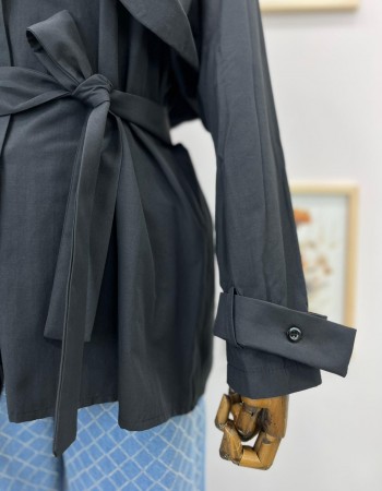 FIRFIR DETAYLI SİYAH GÖMLEK TUNİK