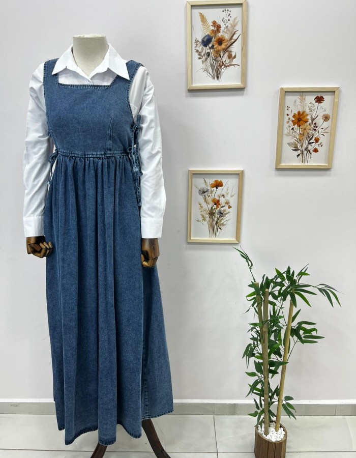 Bağlama Detaylı Kot Jile Koyu 