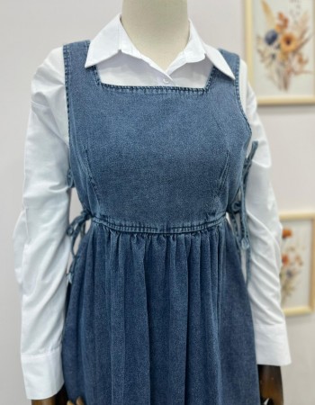 Bağlama Detaylı Kot Jile Koyu 