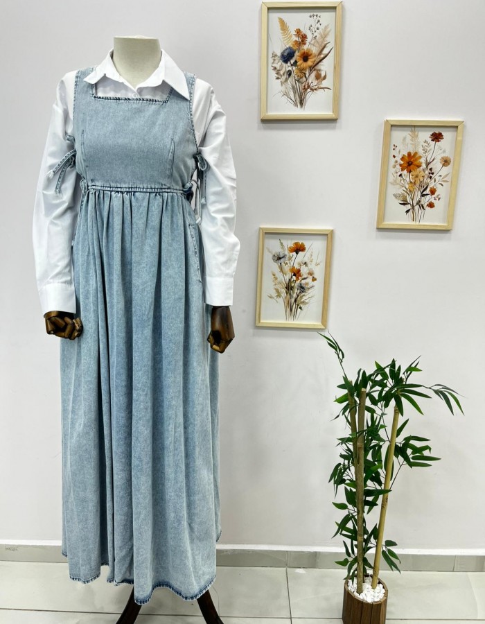 Bağlama Detaylı Kot Jile